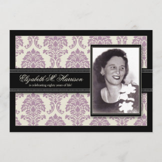 Golden Years Damask Birthday Party Invite (lilac) Einladung