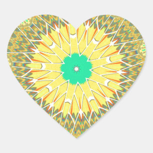 Golden Yellow African Ethnic Stammemuster Art Herz-Aufkleber