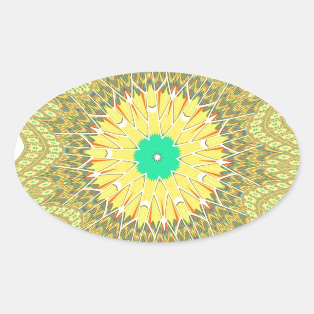 Golden Yellow African Ethnic Stammemuster Art Ovaler Aufkleber (Vorderseite)