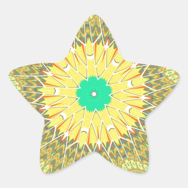 Golden Yellow African Ethnic Stammemuster Art Stern-Aufkleber (Vorderseite)