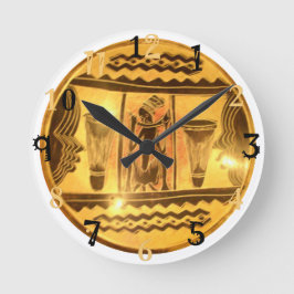 Golden Yellow African Traditionelle Farben Große Wanduhr