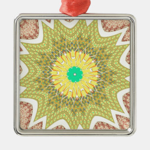 gOLDEN YELLOW Afrikanisches Stammesmuster Silbernes Ornament