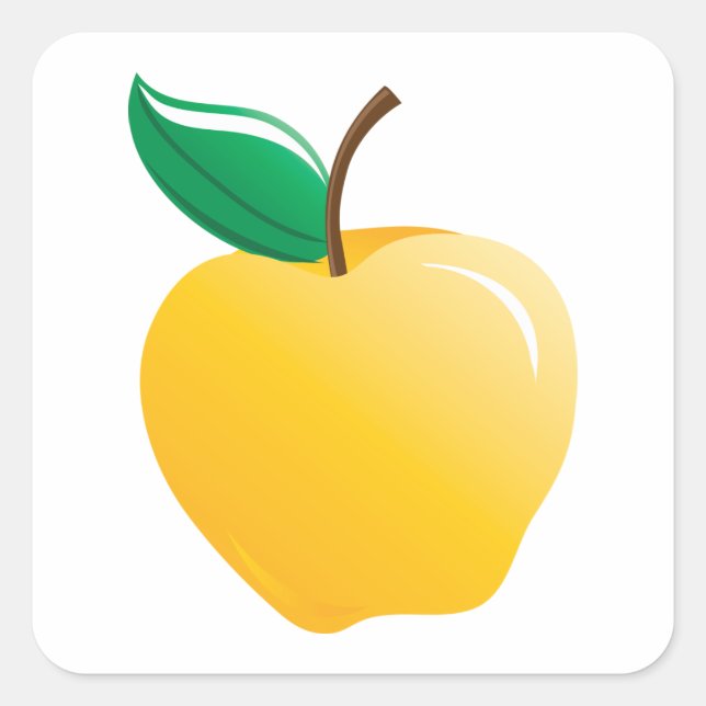 Golden Yellow Apfel Quadratischer Aufkleber (Vorderseite)