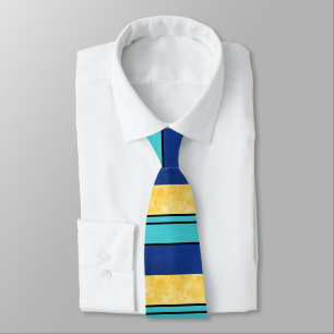 Golden Yellow Aquamarin Blue Streifen Krawatte