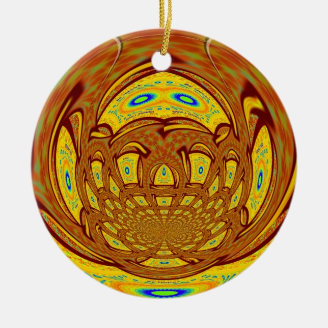 Golden Yellow Baseball Handschuh Kunst, Dichtung u Keramikornament (Vorne)