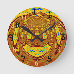 Golden Yellow Baseball Handschuh Kunst, Dichtung u Runde Wanduhr
