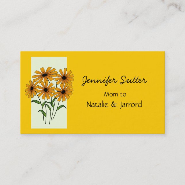 Golden Yellow Black Mit Augen Susan Blume Mommy Ca Telefonnummerkarte (Vorderseite)