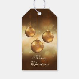 Golden Yellow Christmas Baubles on Yellow Bokeh Geschenkanhänger
