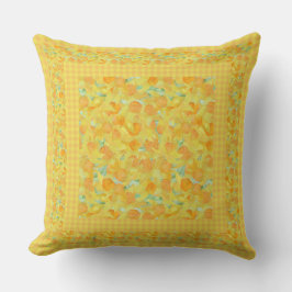 Golden Yellow Daffodien und Karo Gingham Border Kissen