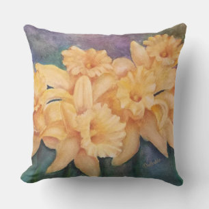 GOLDEN YELLOW DAFFODIL BLUME PATIO KISSEN