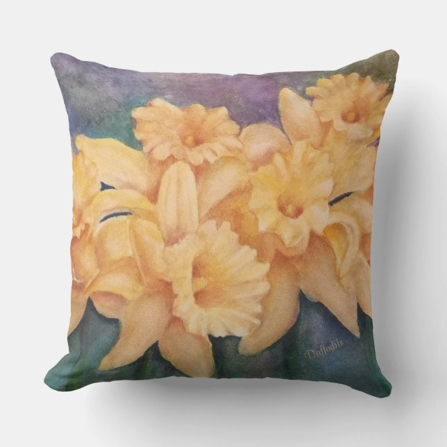 GOLDEN YELLOW DAFFODIL BLUME PATIO KISSEN (Vorderseite)