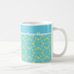 Golden Yellow Daffodils Muster auf Sky Blue Blue Kaffeetasse