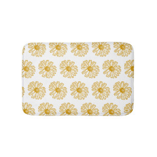 Golden Yellow Daisies Print, Daisy Floral Pattern Badematte