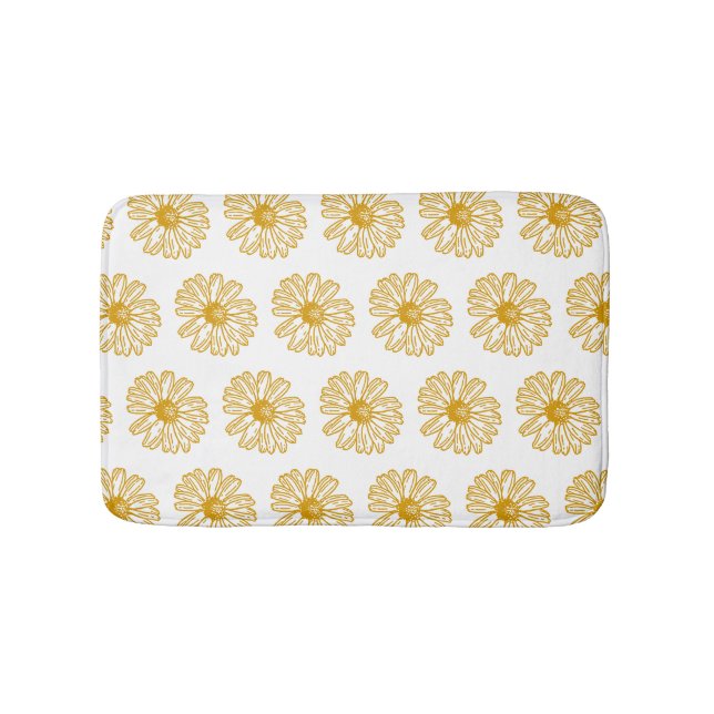 Golden Yellow Daisies Print, Daisy Floral Pattern Badematte (Vorderseite)