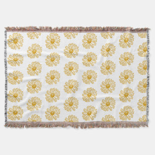 Golden Yellow Daisies Print, Daisy Floral Pattern Decke