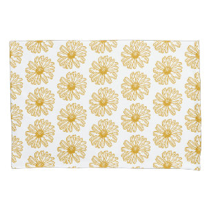 Golden Yellow Daisies Print, Daisy Floral Pattern Kissenbezug