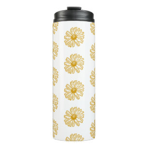 Golden Yellow Daisies Print, Daisy Floral Pattern Thermosbecher