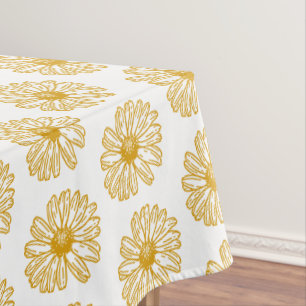 Golden Yellow Daisies Print, Daisy Floral Pattern Tischdecke