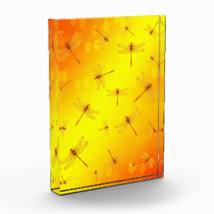 Golden Yellow Dragonflies Flying, Fotoblock
