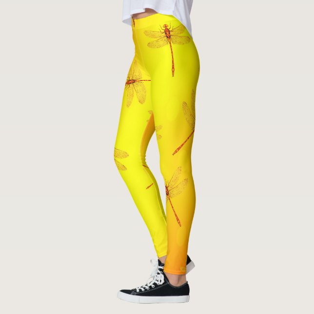 Golden Yellow Dragonfly Pattern, Leggings (Links)