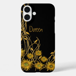Golden Yellow Floral Abstraktes Kunstwerk title_seo2