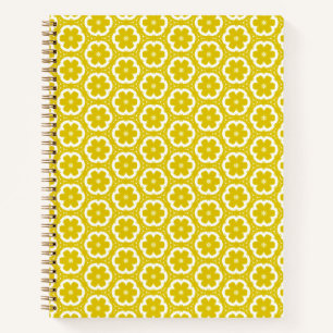 Golden Yellow Floral Spiral Notebook Notizbuch