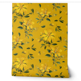 Golden Yellow Flowering Herbs Pattern Tapete