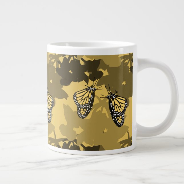 Golden Yellow Fütternd Monarch Butterfly Pair Jumbo-Tasse (Rechts)