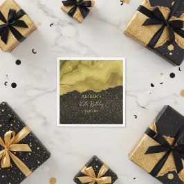 Golden Yellow Gold Glitter Abstract Watercolor  Serviette