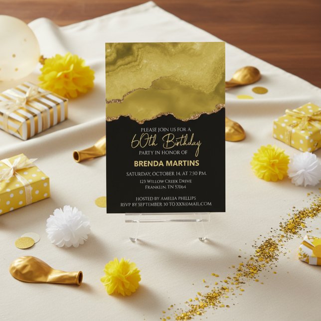 Golden Yellow Gold Glitter  Watercolor Einladung (Von Creator hochgeladen)