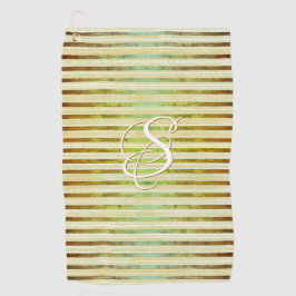 Golden Yellow, Green und White Stripes Golf Towe Golfhandtuch