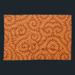 Golden Yellow Leafy Vine Pattern Geschirrtuch<br><div class="desc">Seamless repeating pattern featuring stylized golden yellow leafy vine motifs against a rich terracotta red background.</div>