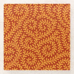 Golden Yellow Leafy Vine Pattern  Glasuntersetzer<br><div class="desc">Seamless repeating pattern featuring stylized golden yellow leafy vine motifs against a rich terracotta red background.</div>