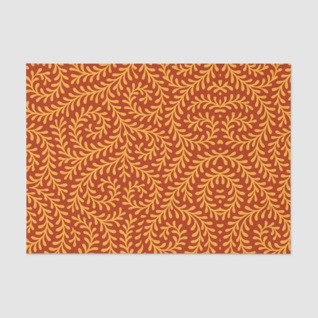 Golden Yellow Leafy Vine Pattern  Seidenpapier (Vorderseite)