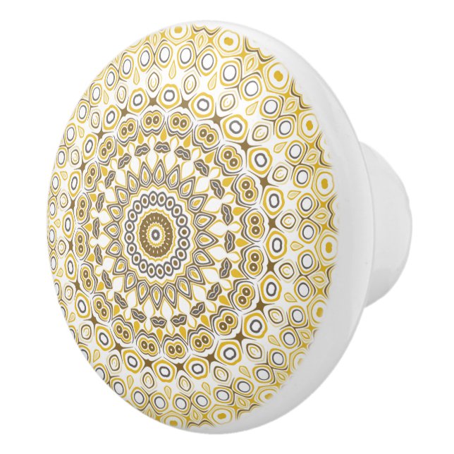 Golden Yellow Mandala Pattern Keramikknauf (Rechts)