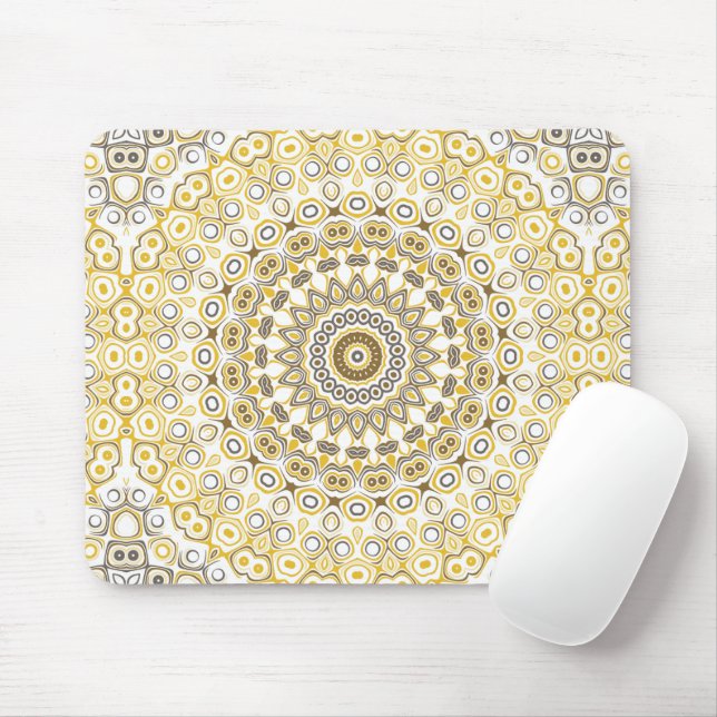 Golden Yellow Mandala Pattern Mousepad (Mit Mouse)
