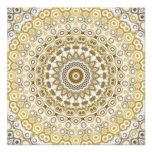 Golden Yellow Mandala Pattern Poster