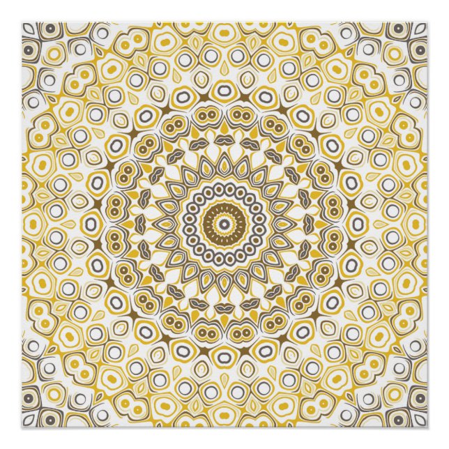 Golden Yellow Mandala Pattern Poster (Vorderseite)