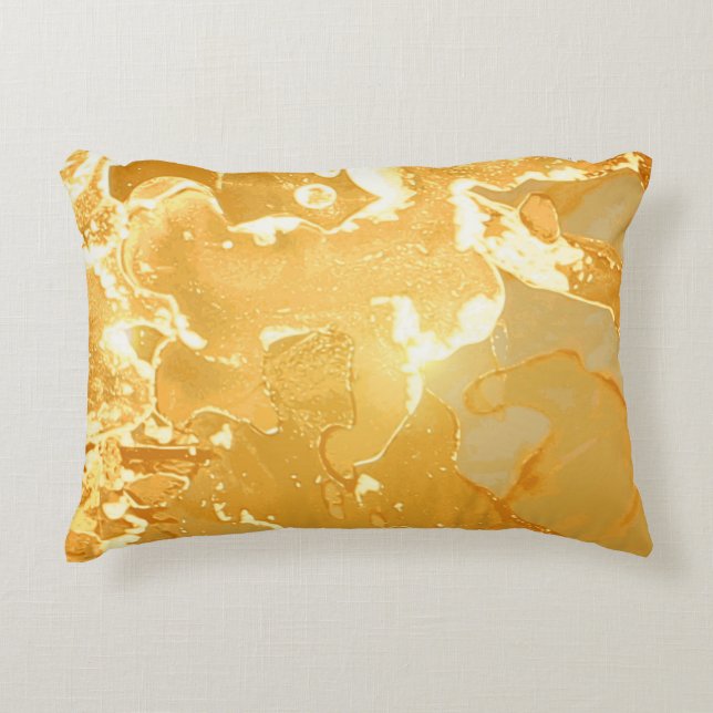 Golden Yellow Marble Ink Pattern Dekokissen (Vorderseite)