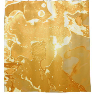 Golden Yellow Marble Ink Pattern Duschvorhang