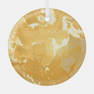 Golden Yellow Marble Ink Pattern Ornament Aus Glas
