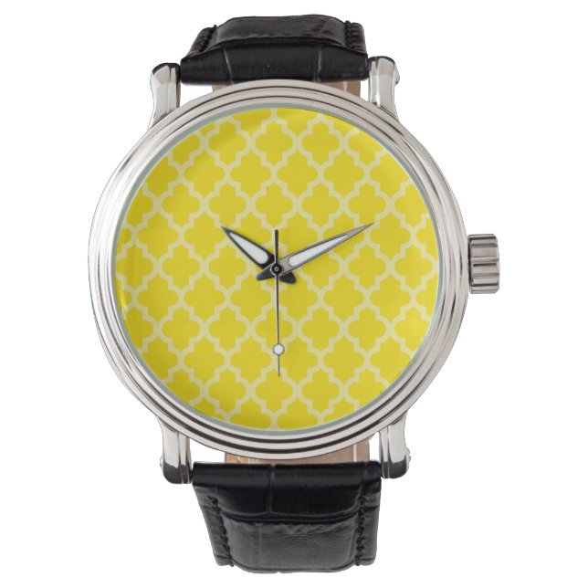 Golden Yellow Marokcan Moods Quatrefoil Armbanduhr (Vorderseite)