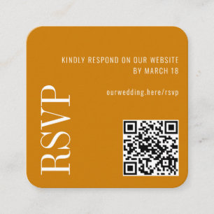 Golden Yellow Modern Custom QR Code Wedding RSVP Begleitkarte