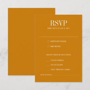 Golden Yellow Mustard Moderne Meal Choice Hochzeit RSVP Karte