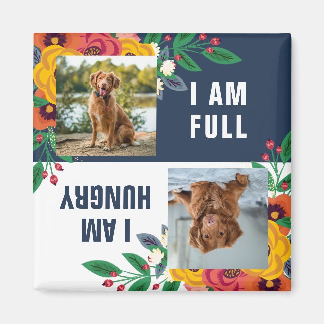 Golden Yellow Navy Blue Boho Floral Dog Gefüttert Magnet (Vorne)