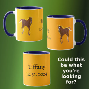 Golden Yellow Orange Horse Foal Datum hinzufügen Tasse