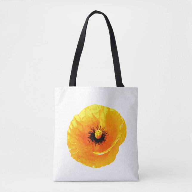 Golden Yellow Orange Poppy Künstlerische Blumenhoc Tasche (Vorderseite)