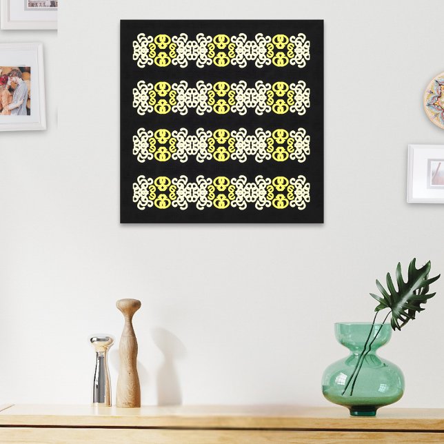 Golden Yellow Ornamental Stripe Seamless Pattern Leinwanddruck (Von Creator hochgeladen)