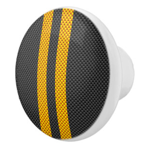 Golden Yellow Racing Stripes Carbon Fibre Style Keramikknauf