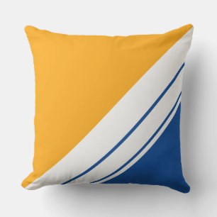 Golden Yellow Royal Blue Diagonal Weiße Streifen Kissen